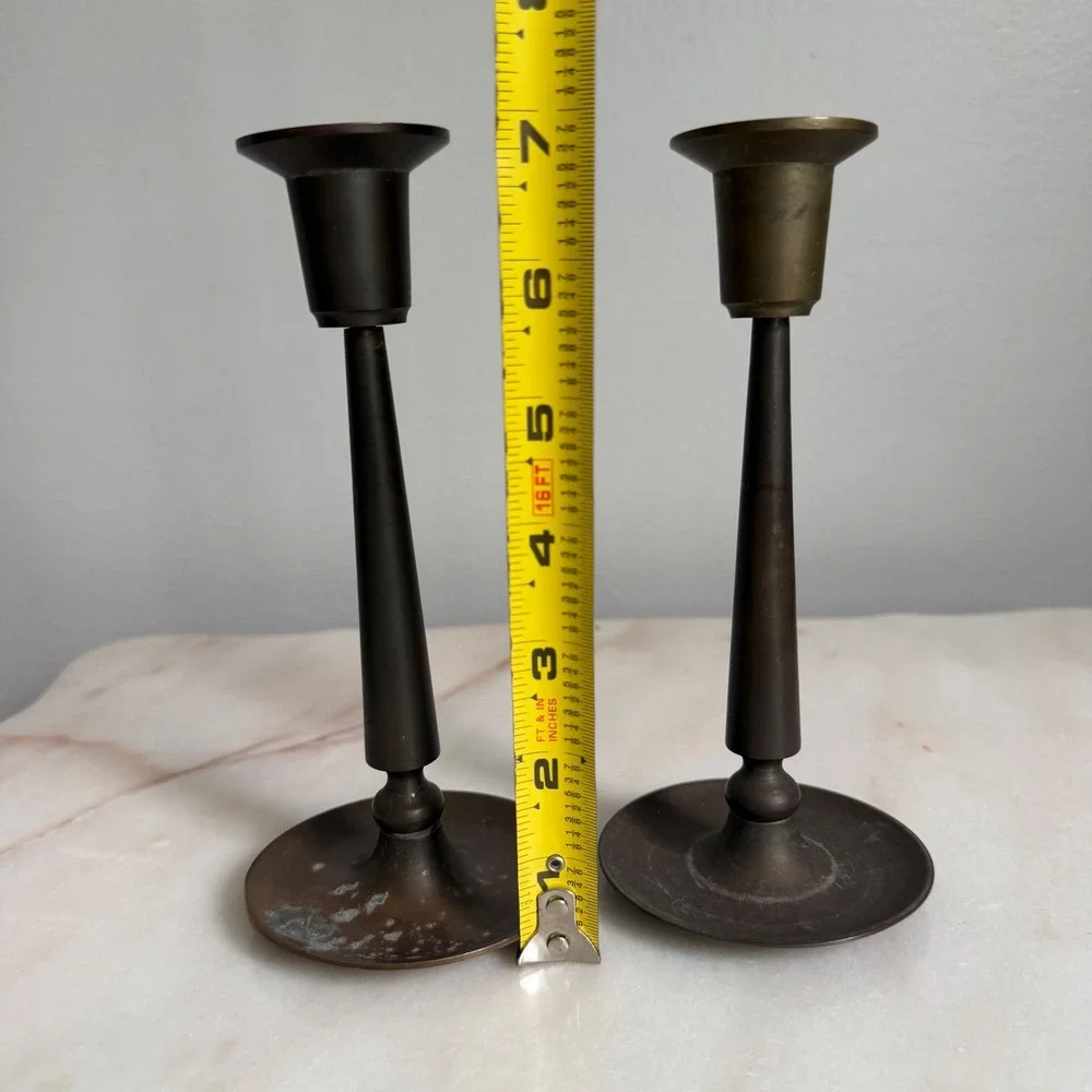 Vintage Mid Century Modern Brass Taper Candlestick Holders Set of 2 Hong Kong